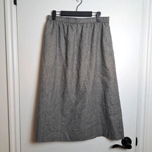 Vintage Evan-Picone Black White Wool Lined Classy Feminine Midi Skirt‎ Size 8